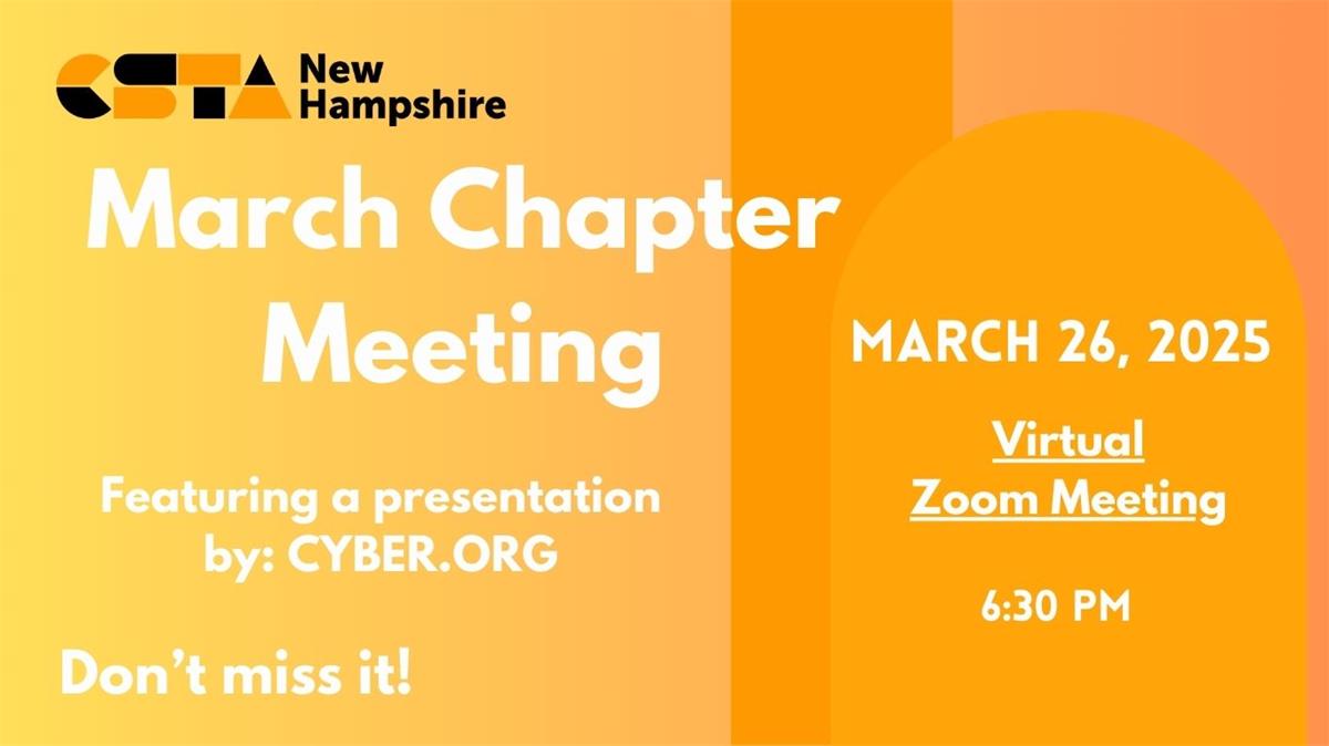 March 26, 2025 Meeting @6:30pm with Cyber.org